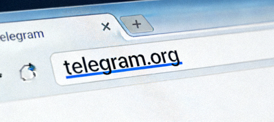 浏览器地址栏展示telegram.org官方域名的高亮截图