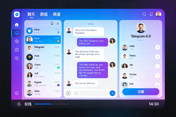 Telegram V4.0新版用户界面截图，展示新的色彩主题和布局