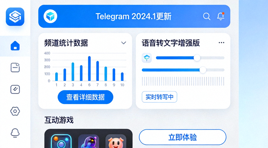 2024年Telegram更新界面显示新功能区域的截图