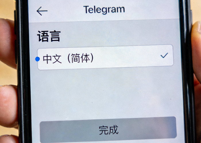 Telegram语言列表中选择中文简体选项的详细截图