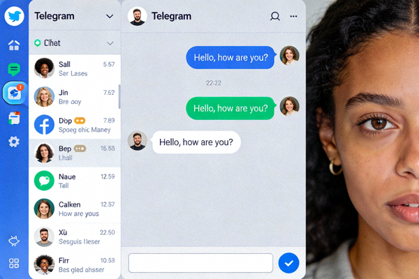 Telegram Desktop主界面截图，展示清晰的聊天列表和对话窗口