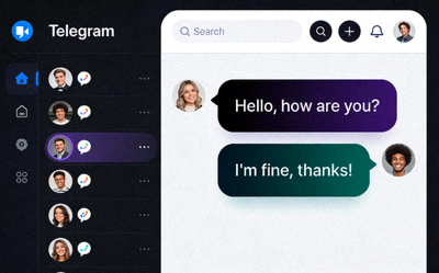 Telegram电脑版主聊天界面截图 - 显示深色主题下的对话列表和消息气泡