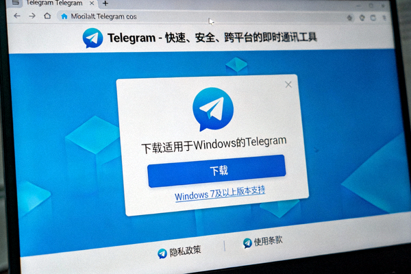 Telegram官方网站下载页面截图，显示一个大大的针对Windows系统的下载按钮