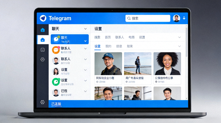 成功设置为中文后的Telegram电脑版主界面截图，所有菜单和文字均已显示为简体中文