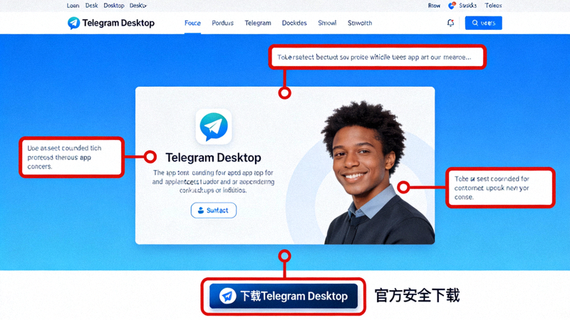 Telegram Desktop官方网站下载按钮位置示意图