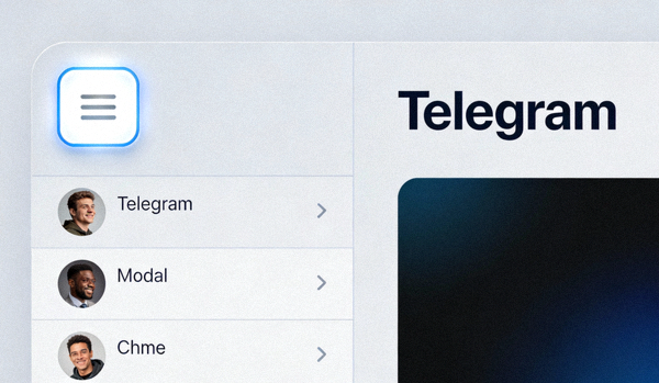 Telegram电脑版主界面截图，高亮显示左上角的三条横线菜单按钮