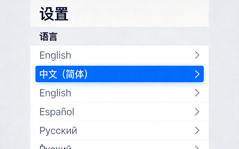 Telegram设置菜单中语言选择选项的高清截图，突出显示中文选项