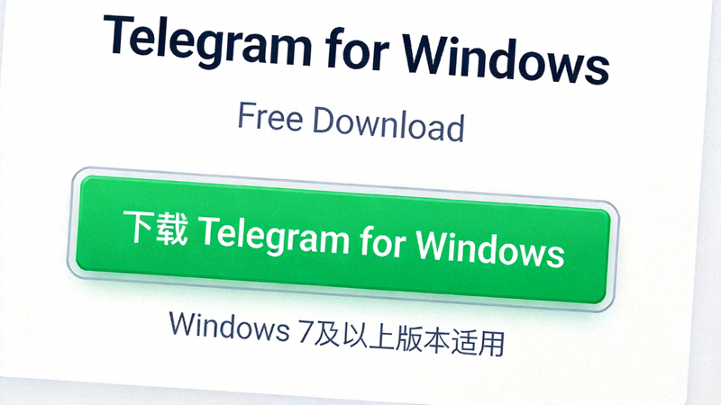Telegram官方网站Windows版本下载页面截图，突出显示绿色的下载按钮