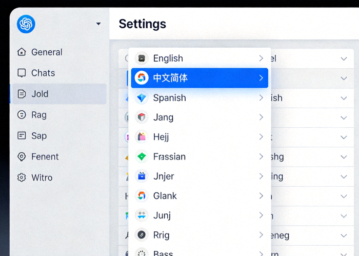 Telegram桌面版设置界面中语言选择菜单的截图，高亮显示中文简体选项