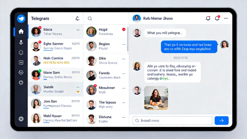 Telegram桌面版应用程序界面截图，展示清晰的聊天列表和现代化设计