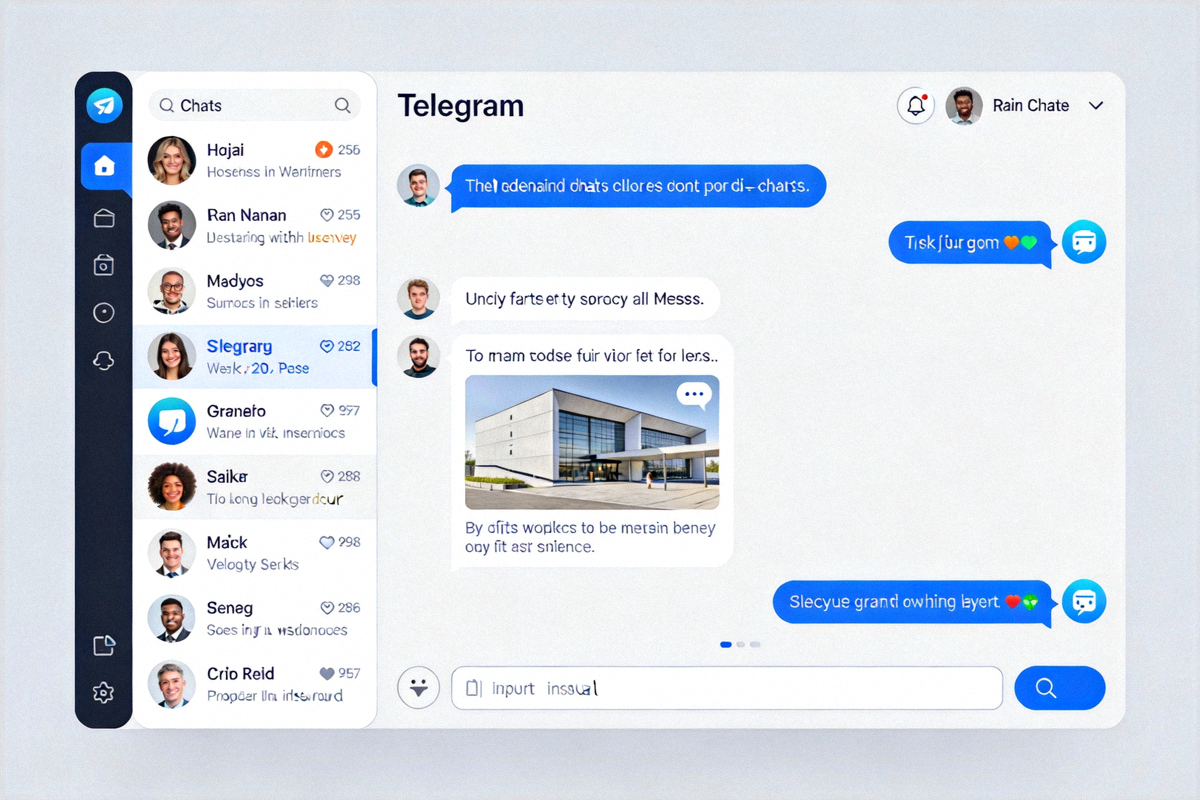 Telegram桌面客户端主聊天界面 - 显示清晰的对话列表和消息窗口
